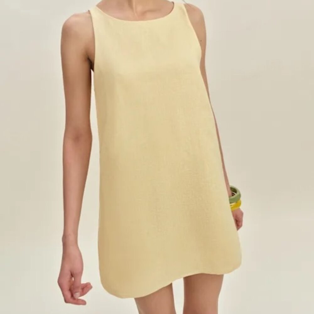 Reformation Jessi Linen Dress Yellow - Size 2